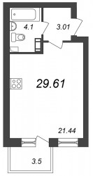Студия 29.61 м²