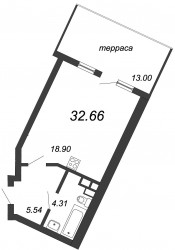 Студия 32.66 м²