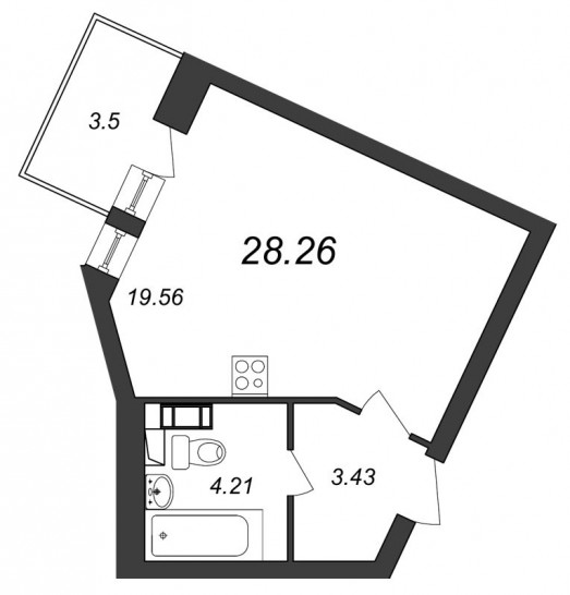 Студия 28.26 м²