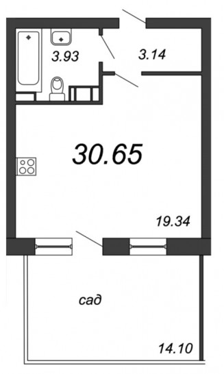 Студия 30.64 м²