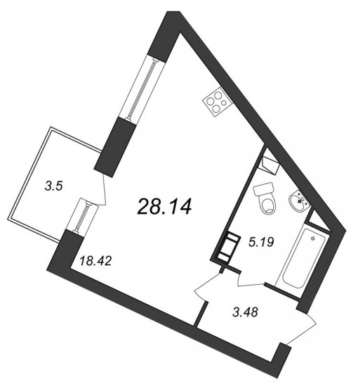 Студия 28.14 м²