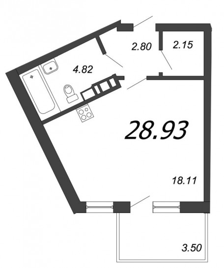 Студия 28.93 м²